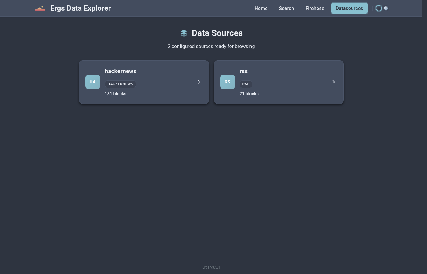 Datasources - Dark Theme